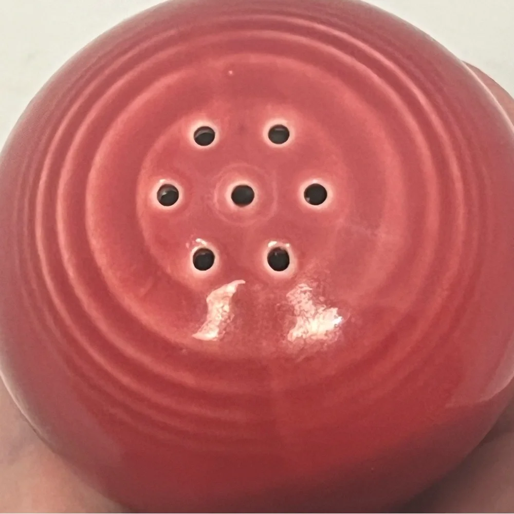 Vintage Fiestaware Small Red Ceramic Round Salt And Pepper Shakers